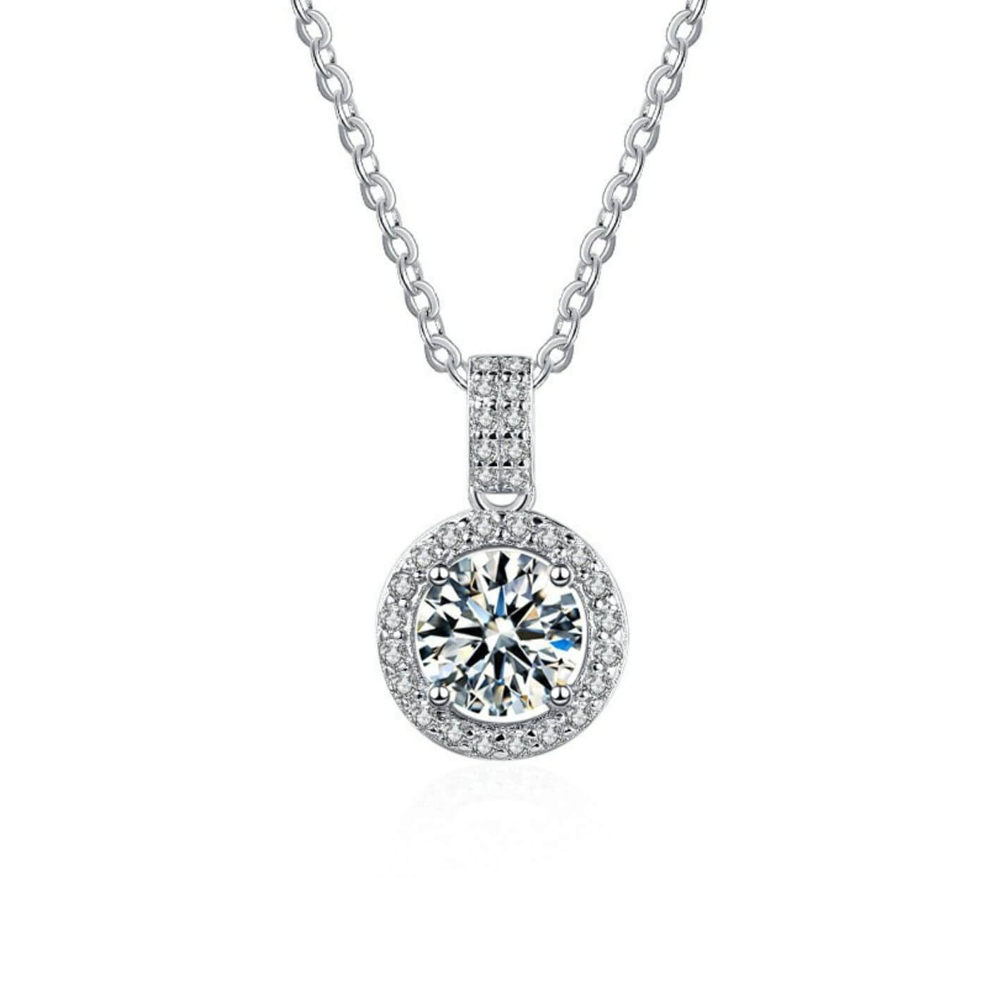 Brilliant Zircon Halo Pendant Necklace