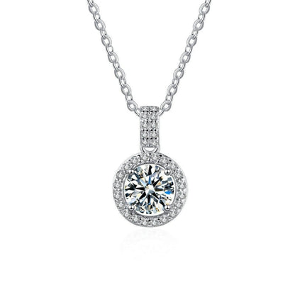 Brilliant Zircon Halo Pendant Necklace