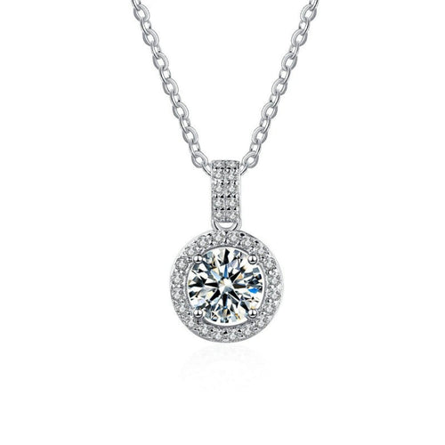 Brilliant Zircon Halo Pendant Necklace