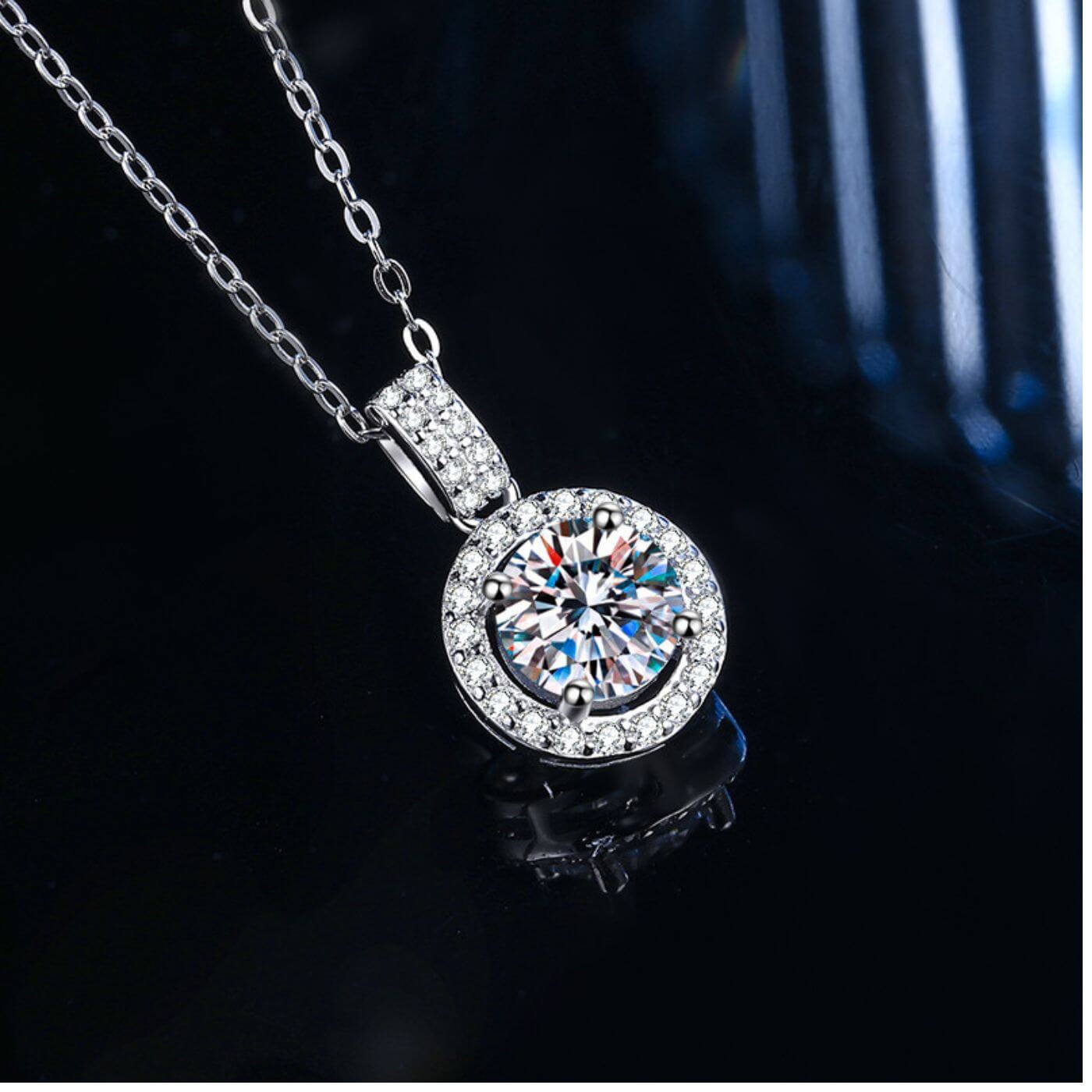 Brilliant Zircon Halo Pendant Necklace