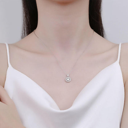 Brilliant Zircon Halo Pendant Necklace