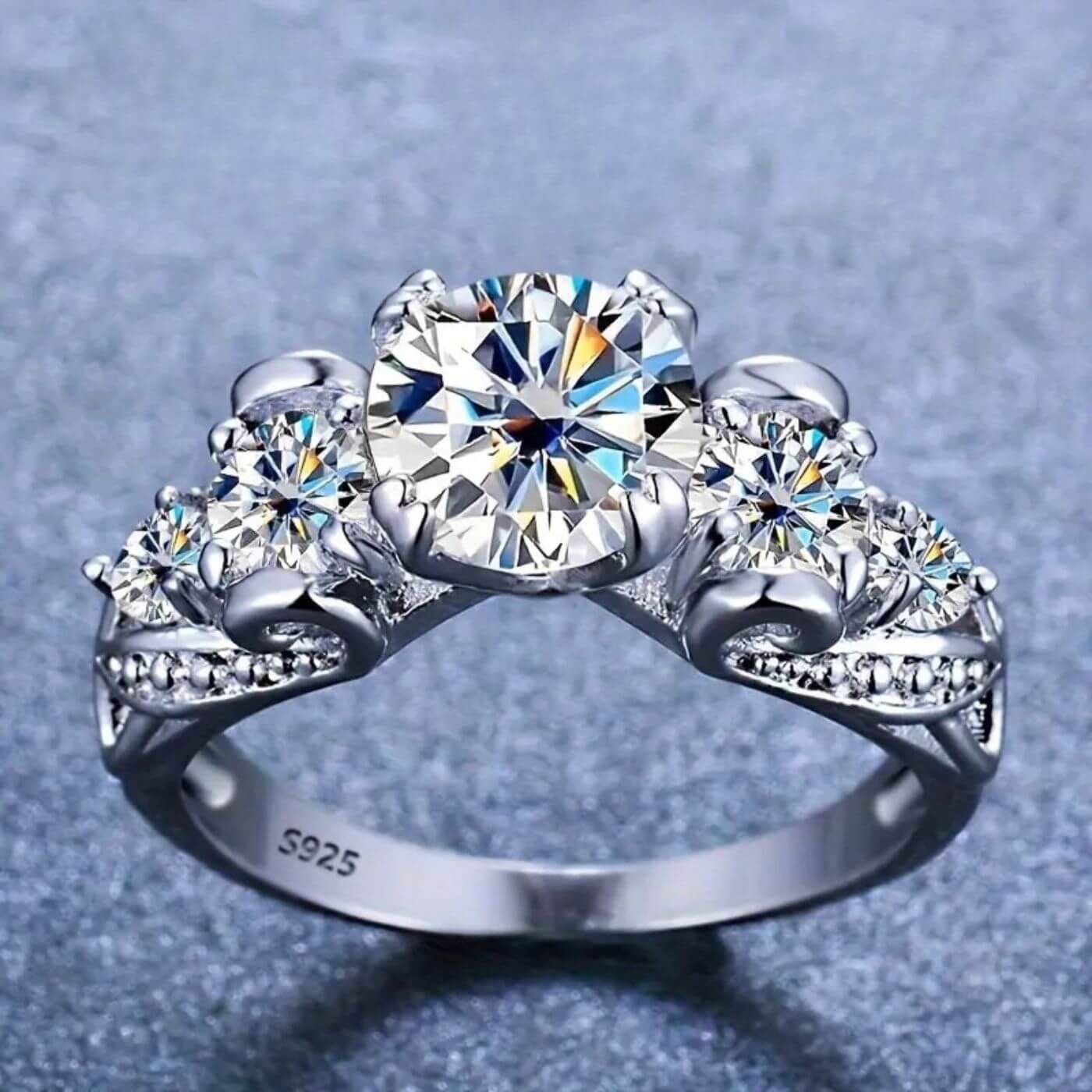 Brilliant Zirconia Cluster Wedding Ring