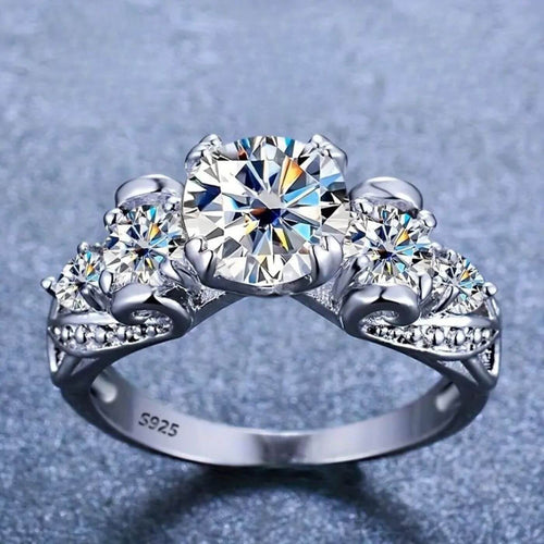 Brilliant Zirconia Cluster Wedding Ring