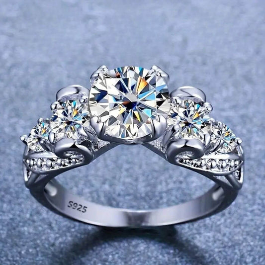 Brilliant Zirconia Cluster Wedding Ring
