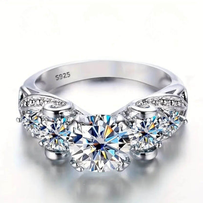 Brilliant Zirconia Cluster Wedding Ring