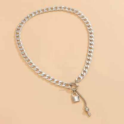Classic Chain Necklace with Lock Pendant