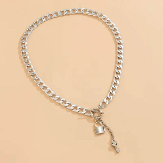 Classic Chain Necklace with Lock Pendant
