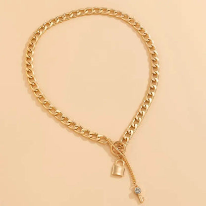 Classic Chain Necklace with Lock Pendant