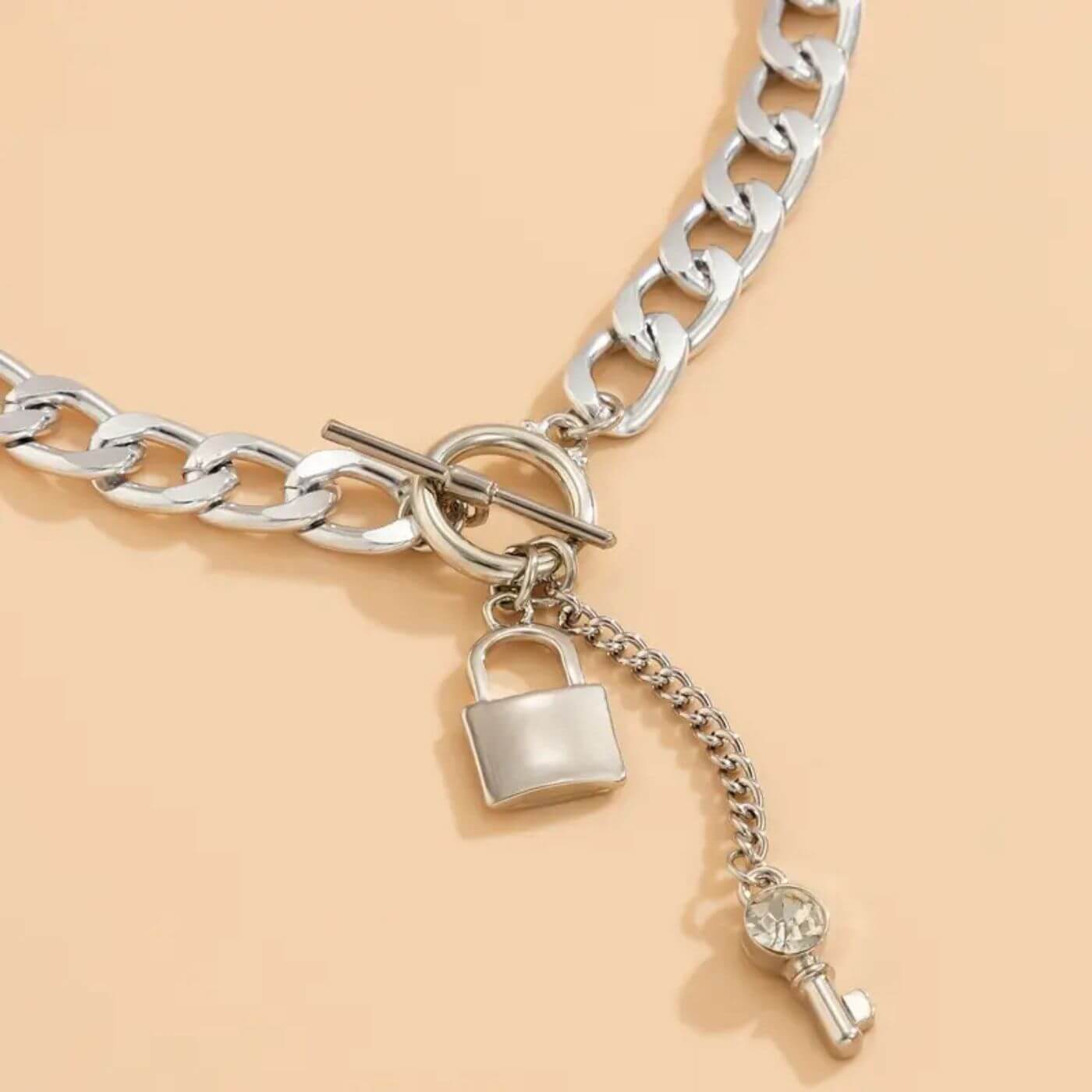 Classic Chain Necklace with Lock Pendant
