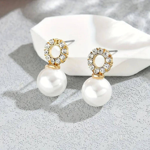 Classic Crystal Pearl Drop Earrings