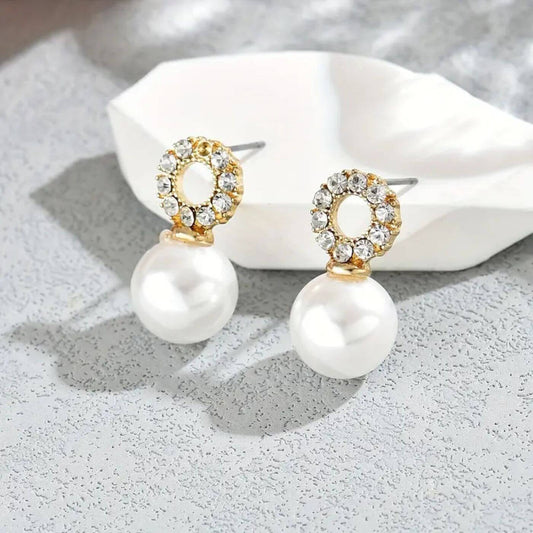 Classic Crystal Pearl Drop Earrings
