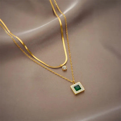 Classic Emerald and Crystal Layered Necklace