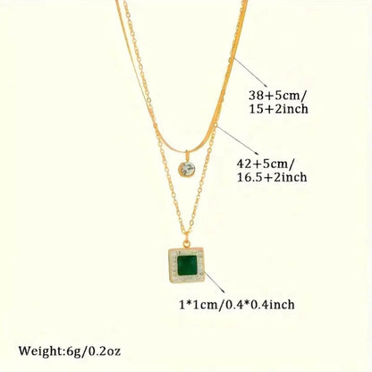 Classic Emerald and Crystal Layered Necklace