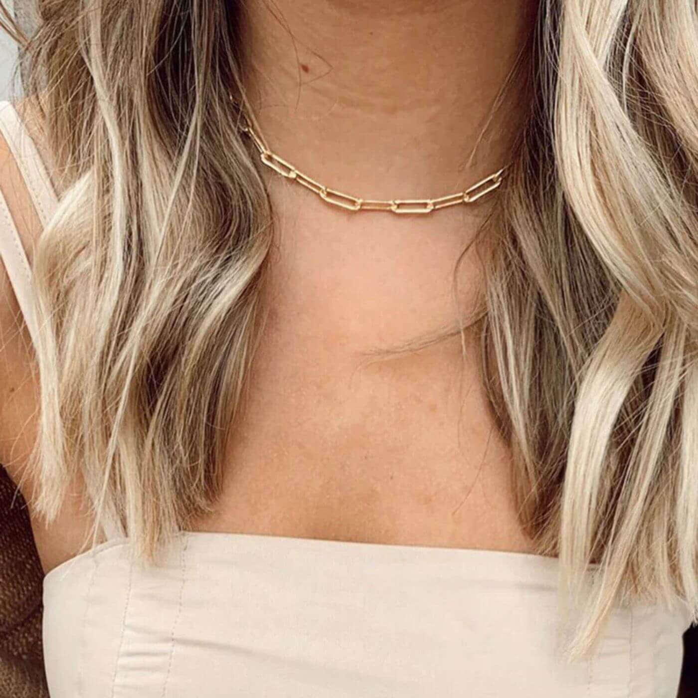 Classic Gold Chain Collar Necklace