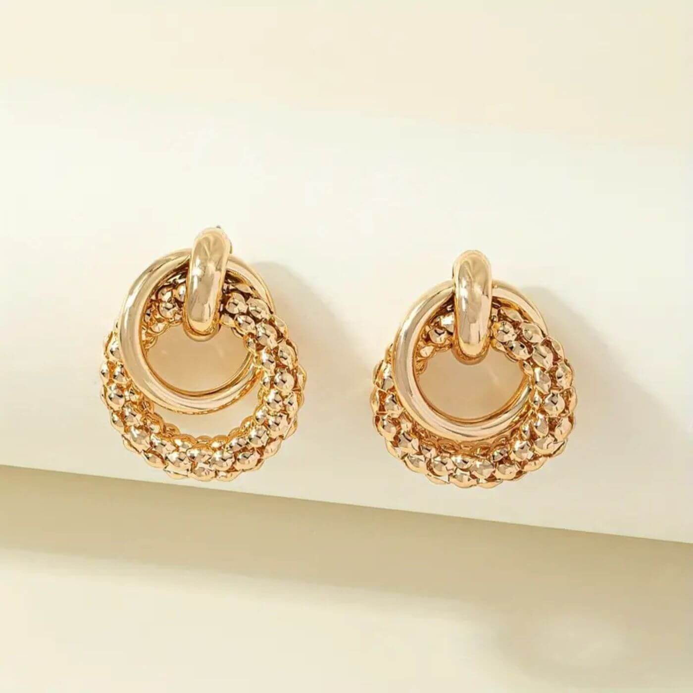 Classic Gold Interlocked Ring Earrings