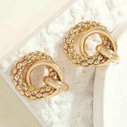Classic Gold Interlocked Ring Earrings