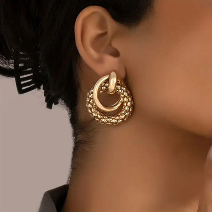 Classic Gold Interlocked Ring Earrings