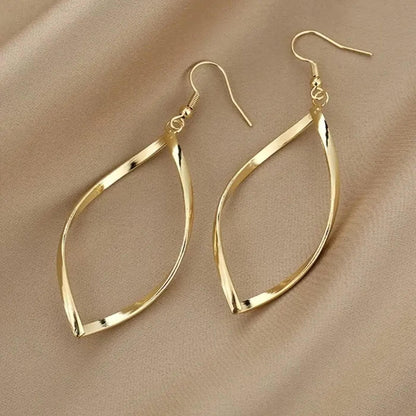 Classic Gold Twist Drop Earrings