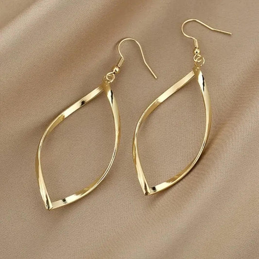 Classic Gold Twist Drop Earrings
