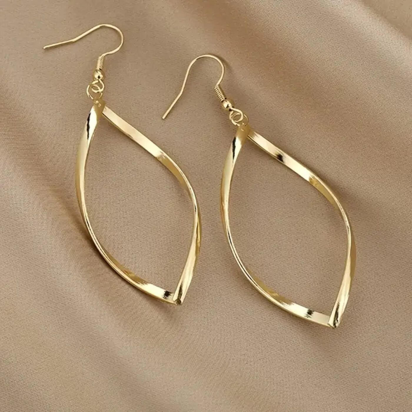 Classic Gold Twist Drop Earrings