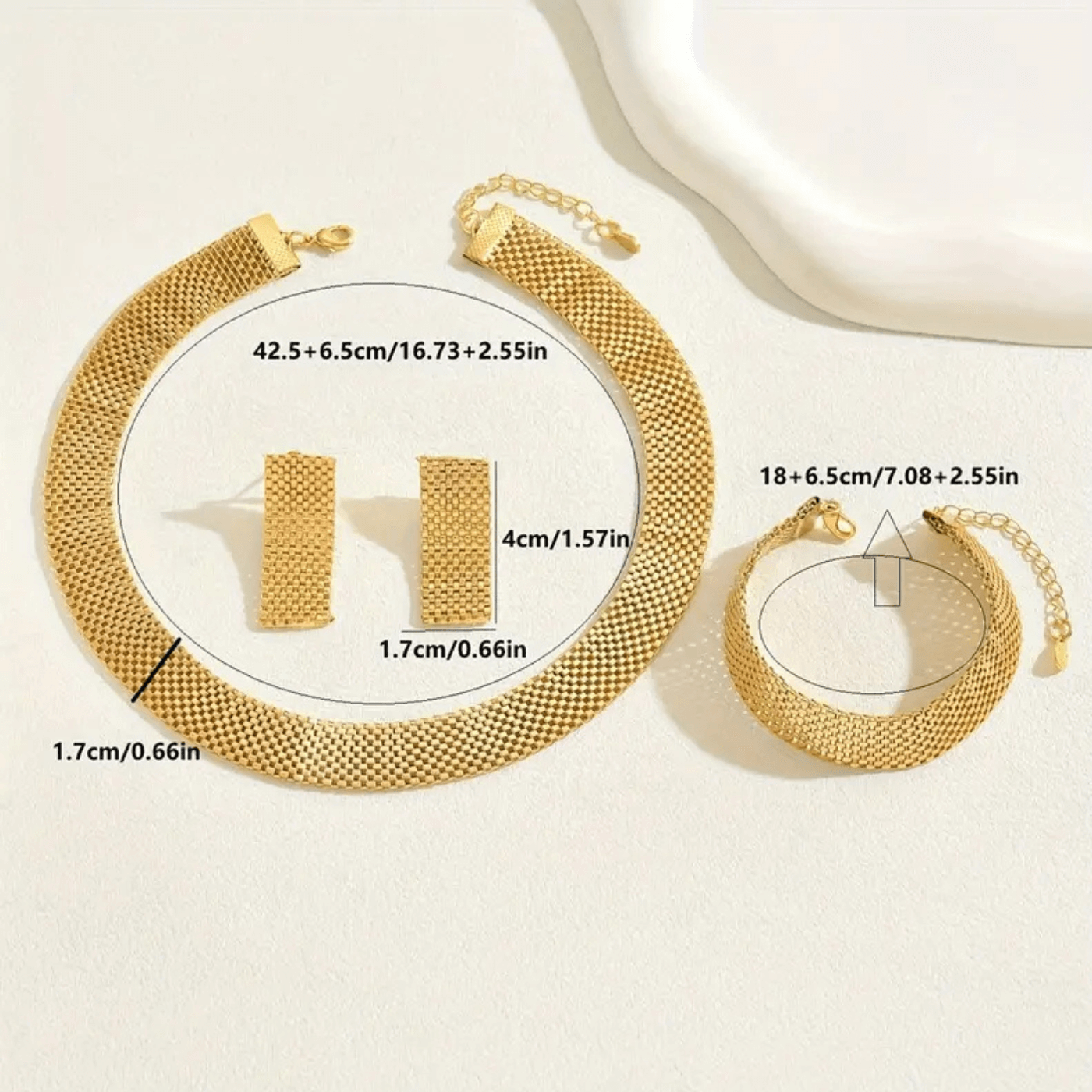 Classic Gold Weave Necklace & Bracelet Set