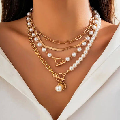 Classic Pearl Toggle Necklace Set