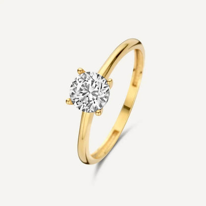 Classic Zirconia Gold Solitaire Ring