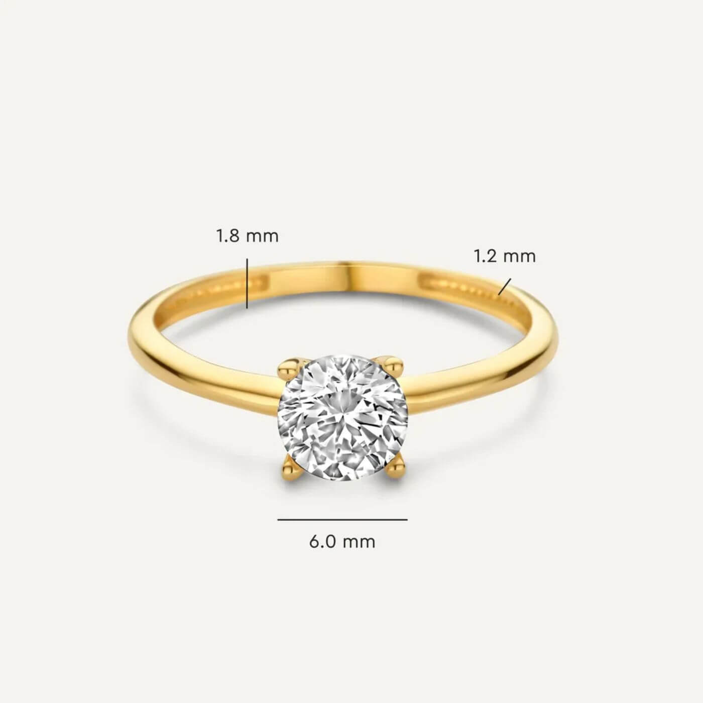 Classic Zirconia Gold Solitaire Ring