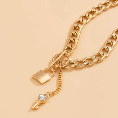 Classic Chain Necklace with Lock Pendant