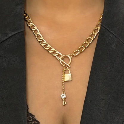 Classic Chain Necklace with Lock Pendant