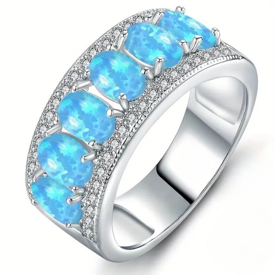 Opal Engagement Ring Silver - Diane Jewelry