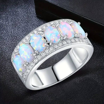 Opal Engagement Ring Silver - Diane Jewelry