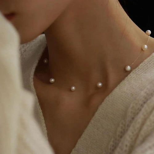 Delicate White Pearl Bead Necklace