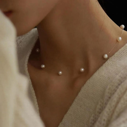 Delicate White Pearl Bead Necklace