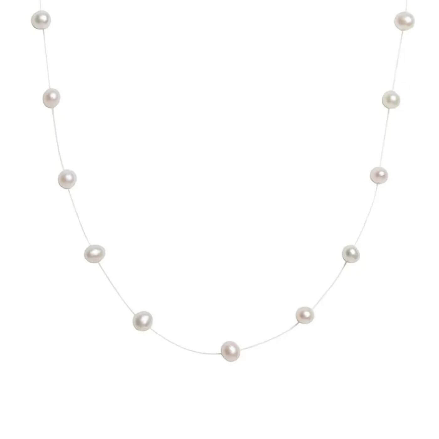 Delicate White Pearl Bead Necklace