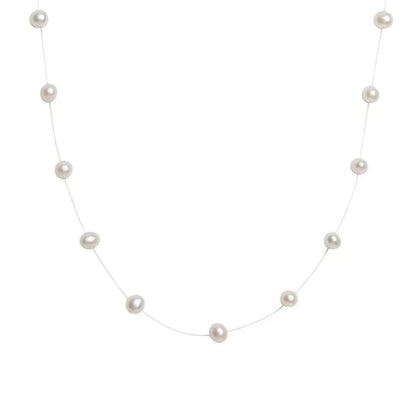 Delicate White Pearl Bead Necklace