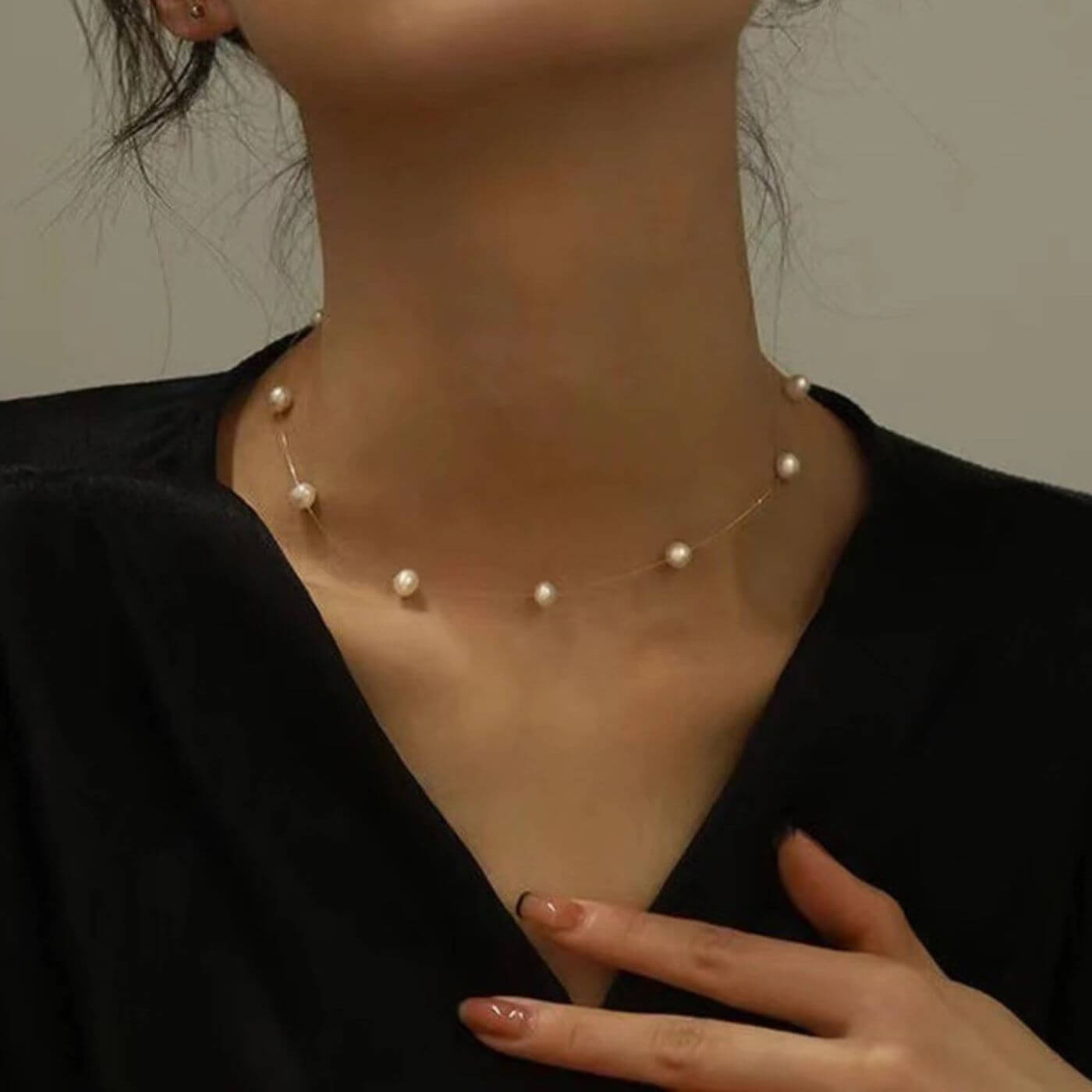 Delicate White Pearl Bead Necklace