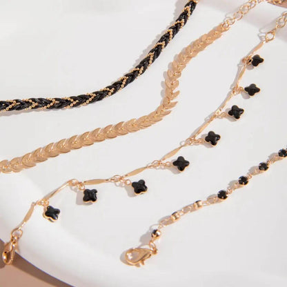 Elegant Black Crystal Chain Bracelet Set