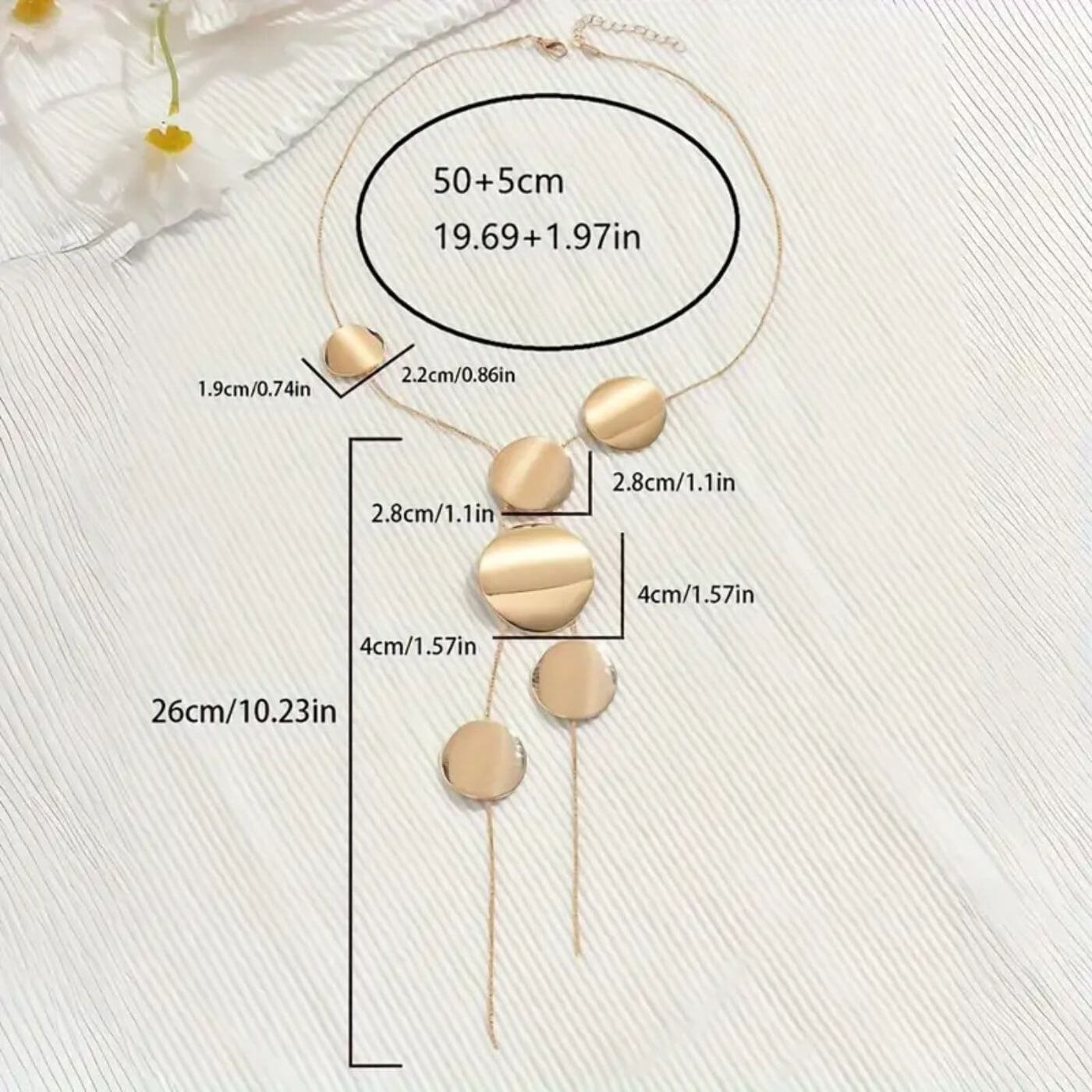 Elegant Brushed Gold Circle Drop Necklace