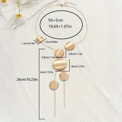 Elegant Brushed Gold Circle Drop Necklace