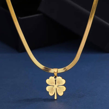 Elegant Clover Charm Snake Chain Necklace