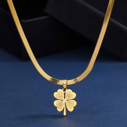 Elegant Clover Charm Snake Chain Necklace