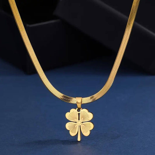 Elegant Clover Charm Snake Chain Necklace