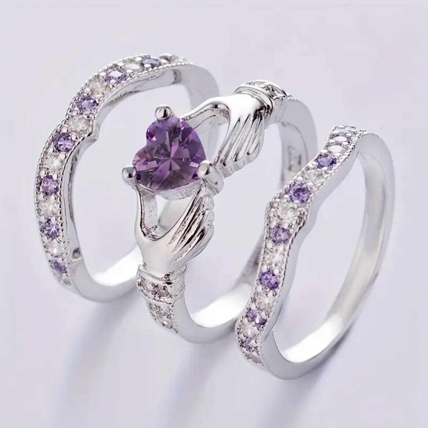 Elegant Crystal Hand-Hold Ring Set