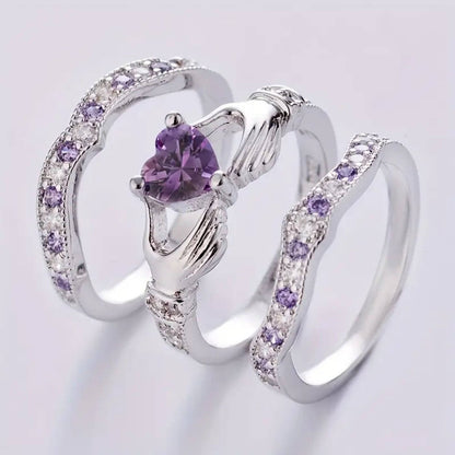 Elegant Crystal Hand-Hold Ring Set