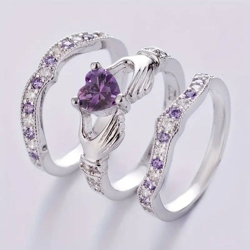 Elegant Crystal Hand-Hold Ring Set