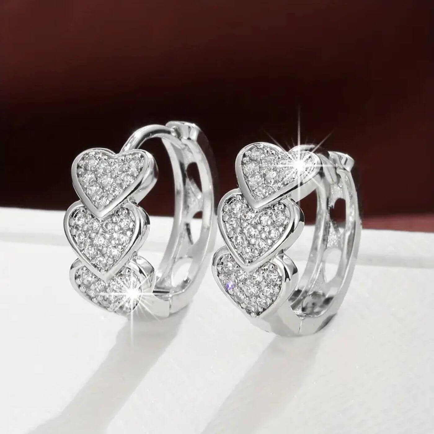 Elegant Crystal Heart Design Earrings