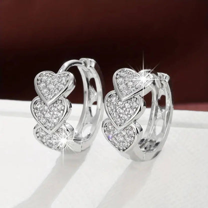 Elegant Crystal Heart Design Earrings