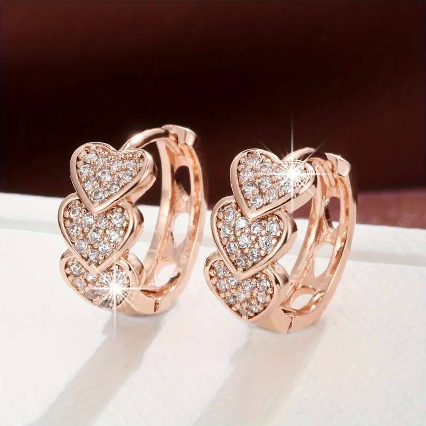 Elegant Crystal Heart Design Earrings