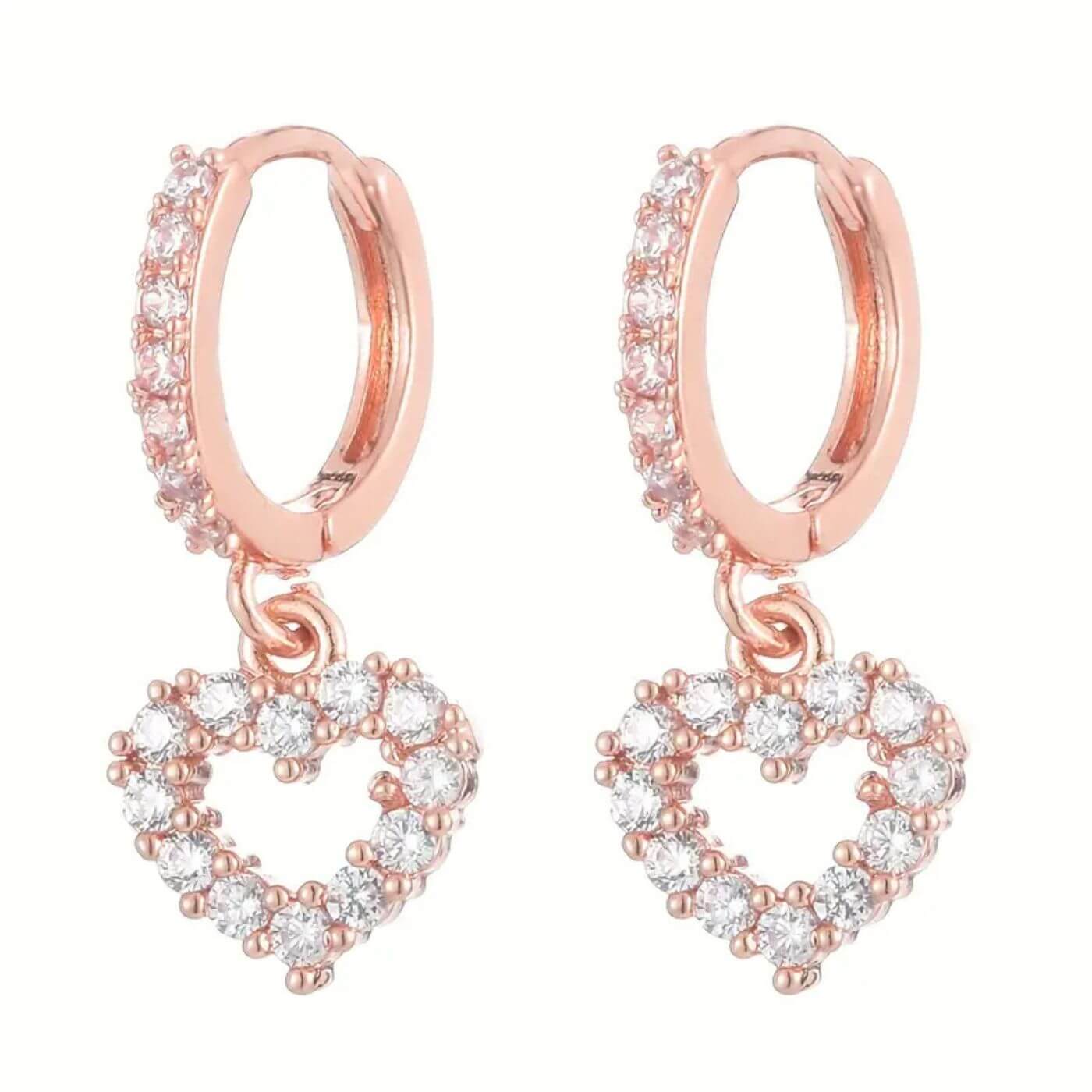 Elegant Crystal Heart Drop Earrings